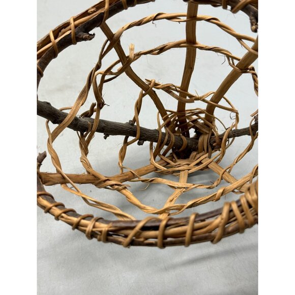 Rustic Handmade Wicker & Twig Wall Basket 11"x5" Used READ - Picture 6 of 6